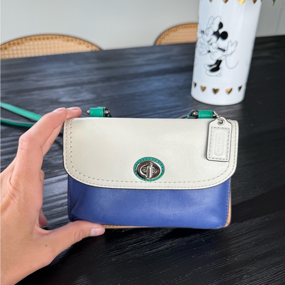 Coach Blue and Cream Mini Bag - Picture 1 of 6